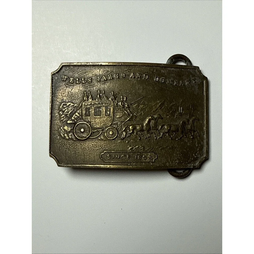 Wells Fargo Stagecoach Western Cowboy Vintage Belt Buckle Tiffany New York 1852
